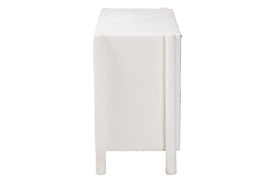 Baxton Studio Laria Modern White Teddy-Bear Fabric 6-Drawer Dresser FredCo