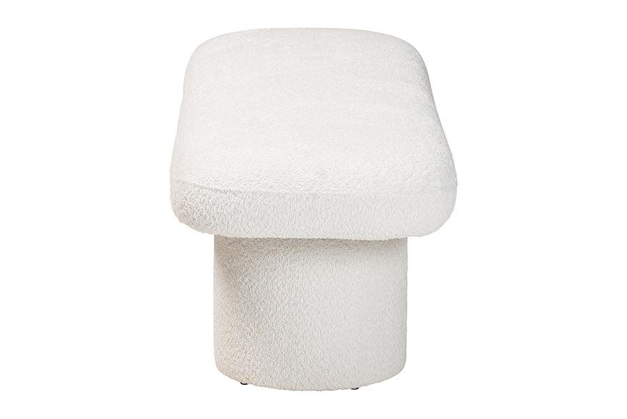 Baxton Studio Laria Modern White Teddy-Bear Fabric Accent Bench FredCo