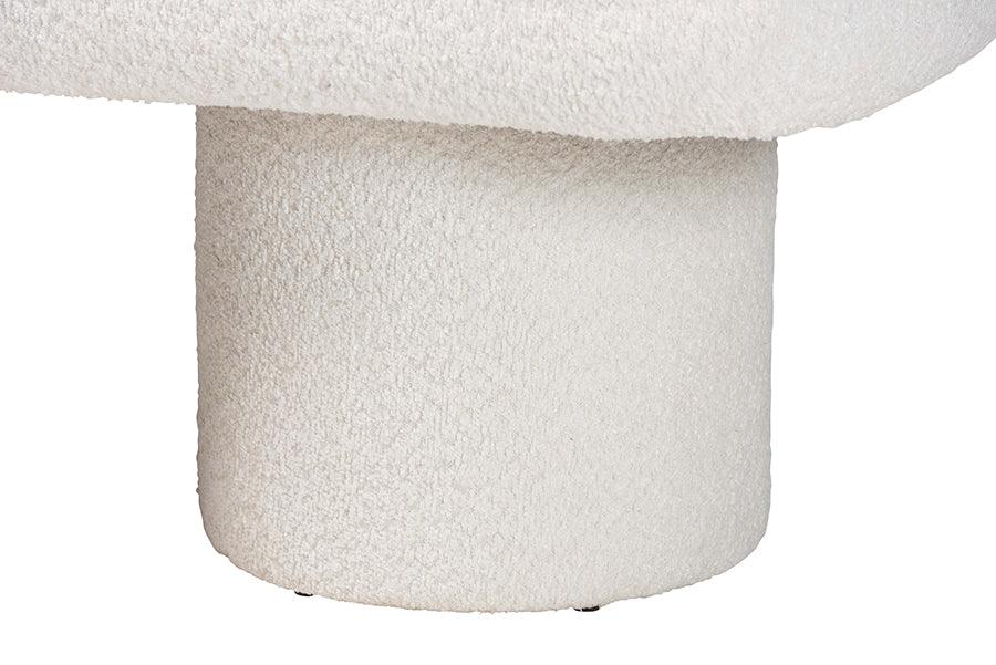 Baxton Studio Laria Modern White Teddy-Bear Fabric Accent Bench FredCo