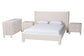 Baxton Studio Laria Modern White Teddy-Bear Fabric King Size 4-Piece Bedroom Set FredCo