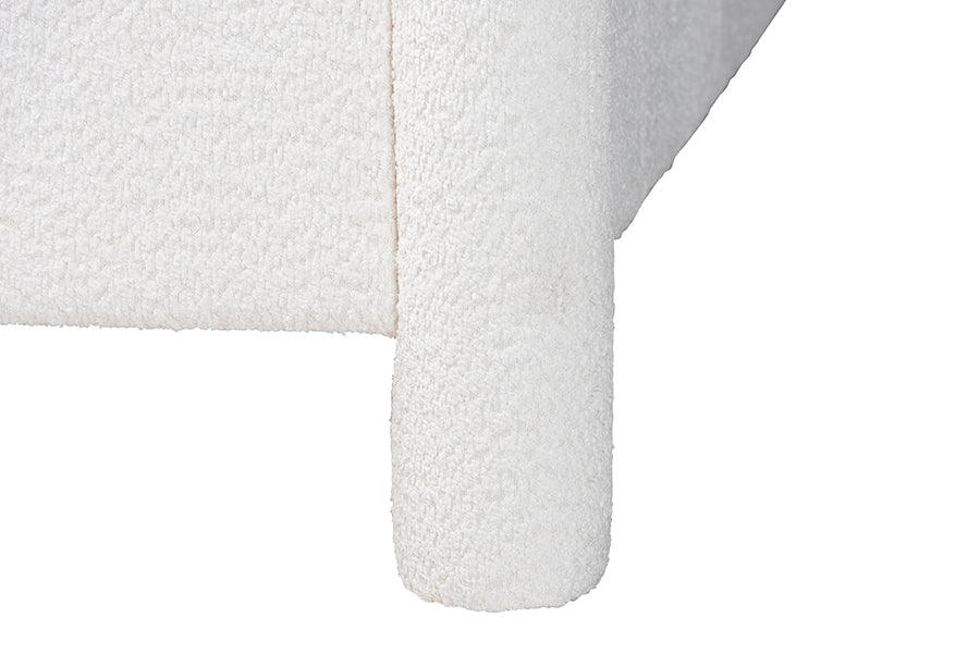 Baxton Studio Laria Modern White Teddy-Bear Fabric King Size Platform Bed FredCo