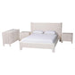 Baxton Studio Laria Modern White Teddy-Bear Fabric Queen Size 4-Piece Bedroom Set FredCo