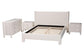 Baxton Studio Laria Modern White Teddy-Bear Fabric Queen Size 4-Piece Bedroom Set FredCo