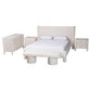 Baxton Studio Laria Modern White Teddy-Bear Fabric Queen Size 5-Piece Bedroom Set FredCo