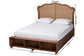 Baxton Studio Latrell Mid-Century Walnut Brown Wood and Rattan King Size Storage Bed FredCo