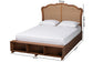 Baxton Studio Latrell Mid-Century Walnut Brown Wood and Rattan Queen Size Storage Bed FredCo