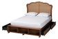 Baxton Studio Latrell Mid-Century Walnut Brown Wood and Rattan Queen Size Storage Bed FredCo