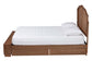 Baxton Studio Latrell Mid-Century Walnut Brown Wood and Rattan Queen Size Storage Bed FredCo