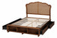 Baxton Studio Latrell Mid-Century Walnut Brown Wood and Rattan Queen Size Storage Bed FredCo