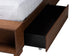 Baxton Studio Latrell Mid-Century Walnut Brown Wood and Rattan Queen Size Storage Bed FredCo