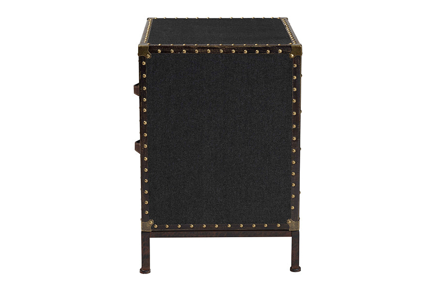 Baxton Studio Laura Vintage Black Canvas 2-Drawer End Table Trunk FredCo