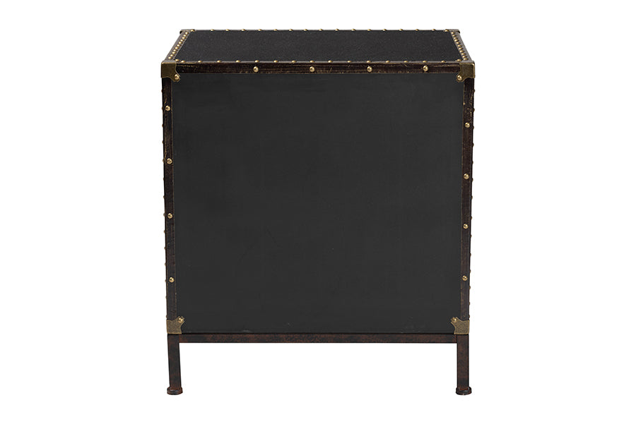 Baxton Studio Laura Vintage Black Canvas 2-Drawer End Table Trunk FredCo