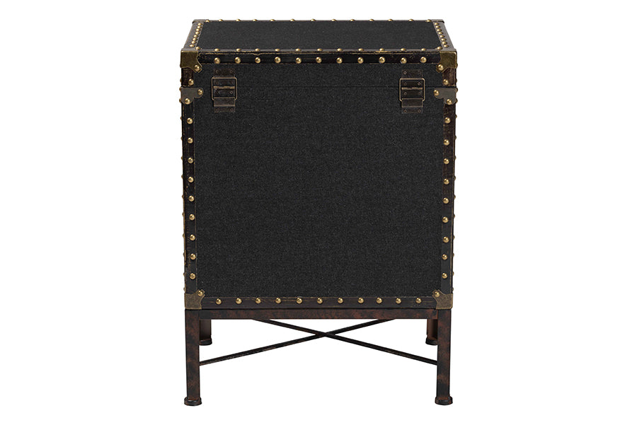 Baxton Studio Laura Vintage Black Canvas Lift-Top Trunk End Table FredCo