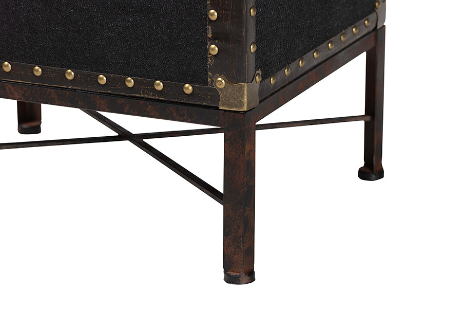 Baxton Studio Laura Vintage Black Canvas Lift-Top Trunk End Table FredCo
