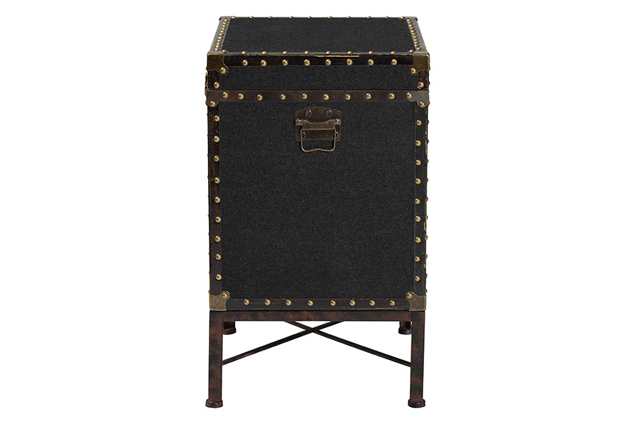 Baxton Studio Laura Vintage Black Canvas Lift-Top Trunk End Table FredCo
