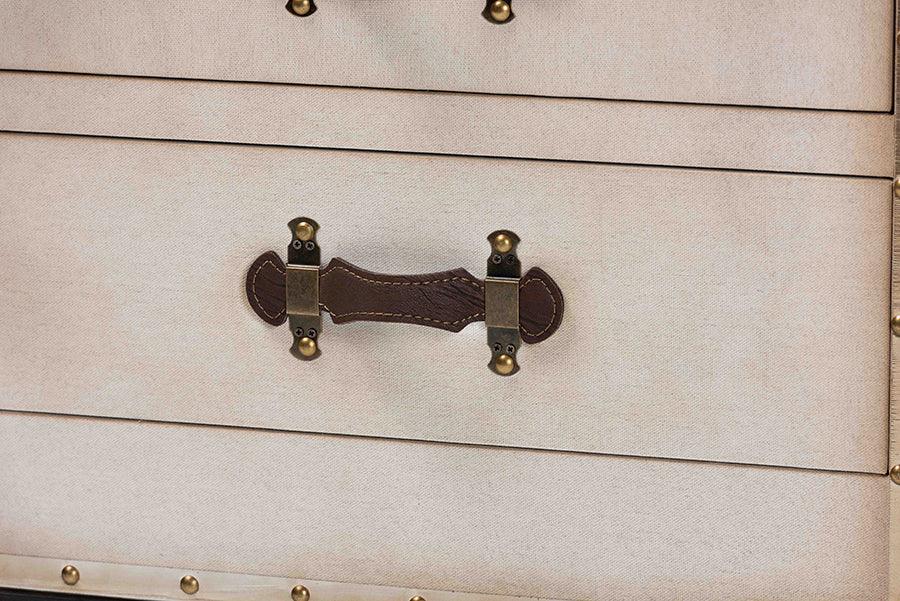 Baxton Studio Laura Vintage White Canvas 2-Drawer End Table Trunk FredCo