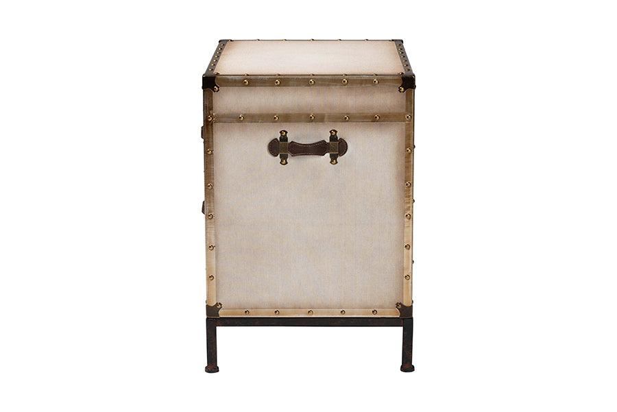 Baxton Studio Laura Vintage White Canvas 2-Drawer End Table Trunk FredCo