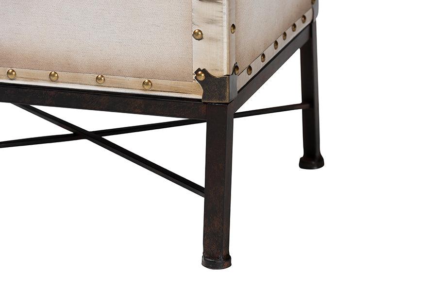 Baxton Studio Laura Vintage White Canvas Lift-Top Trunk End Table FredCo