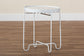 Baxton Studio Laverne White Metal Side Table with Scalloped Tray Top - Round Accent Table with Decorative Base for Indoor or Semi-Outdoor Use FredCo