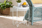 Baxton Studio Laverne White Metal Side Table with Scalloped Tray Top - Round Accent Table with Decorative Base for Indoor or Semi-Outdoor Use FredCo