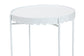 Baxton Studio Laverne White Metal Side Table with Scalloped Tray Top - Round Accent Table with Decorative Base for Indoor or Semi-Outdoor Use FredCo