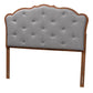 Baxton Studio Leandra Classic and Traditional Grey Fabric and Walnut Brown Finished Wood Headboard FredCo