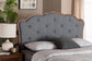 Baxton Studio Leandra Classic and Traditional Grey Fabric and Walnut Brown Finished Wood Headboard FredCo