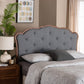 Baxton Studio Leandra Classic and Traditional Grey Fabric and Walnut Brown Finished Wood Headboard FredCo