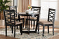 Baxton Studio Leda Modern Sand Fabric and Dark Brown Finished Wood 5-Piece Dining Set FredCo