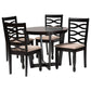 Baxton Studio Leda Modern Sand Fabric and Dark Brown Finished Wood 5-Piece Dining Set FredCo