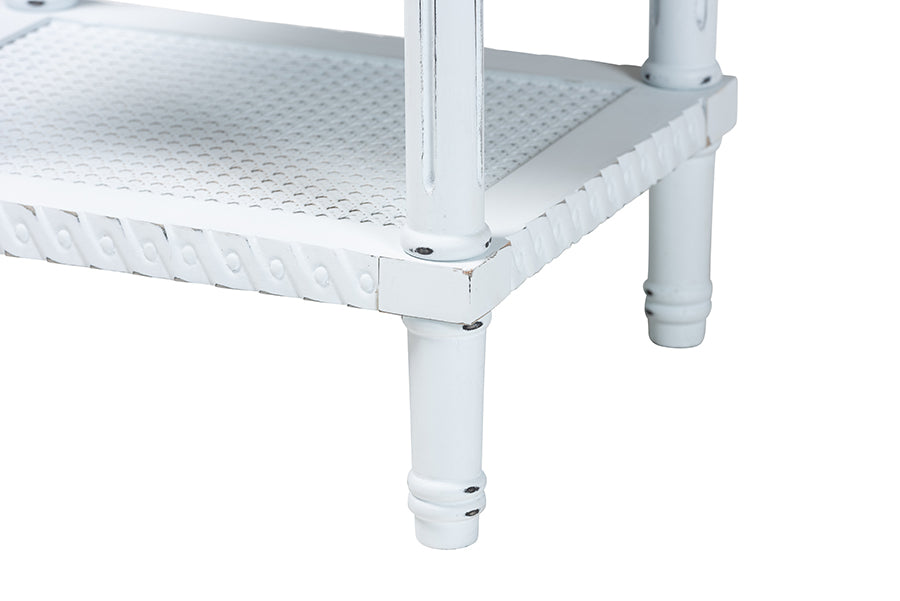 Baxton Studio Legrand Classic French Two-Tone White and Natural Brown 1-Drawer End Table FredCo