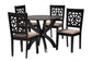 Baxton Studio Lena Modern Beige Fabric and Dark Brown Finished Wood 5-Piece Dining Set FredCo