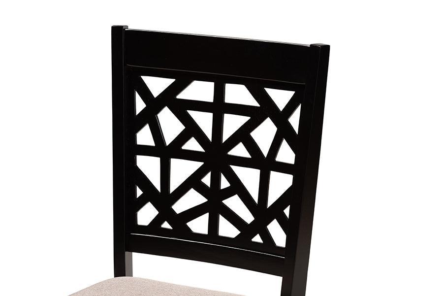 Baxton Studio Lena Modern Beige Fabric and Dark Brown Finished Wood 5-Piece Dining Set FredCo