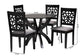 Baxton Studio Lena Modern Grey Fabric and Dark Brown Finished Wood 5-Piece Dining Set FredCo