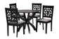 Baxton Studio Lena Modern Grey Fabric and Dark Brown Finished Wood 5-Piece Dining Set FredCo