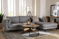 Baxton Studio Leni Modern Grey Twill Fabric Right Facing Sectional Sofa FredCo