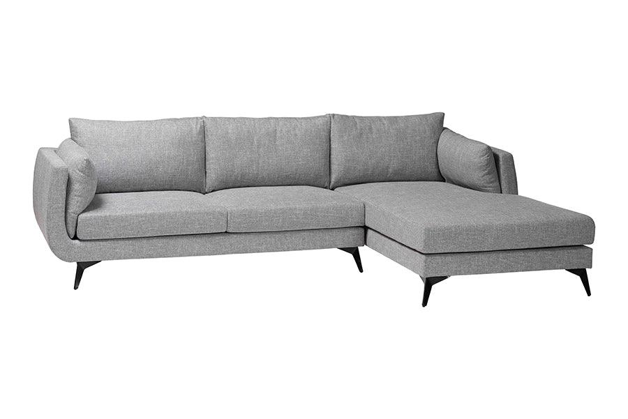 Baxton Studio Leni Modern Grey Twill Fabric Right Facing Sectional Sofa FredCo
