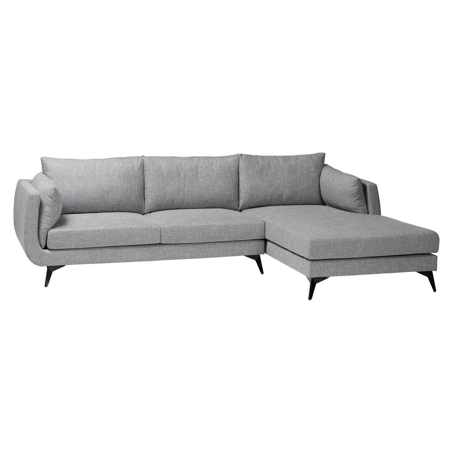 Baxton Studio Leni Modern Grey Twill Fabric Right Facing Sectional Sofa FredCo