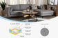 Baxton Studio Leni Modern Grey Twill Fabric Right Facing Sectional Sofa FredCo