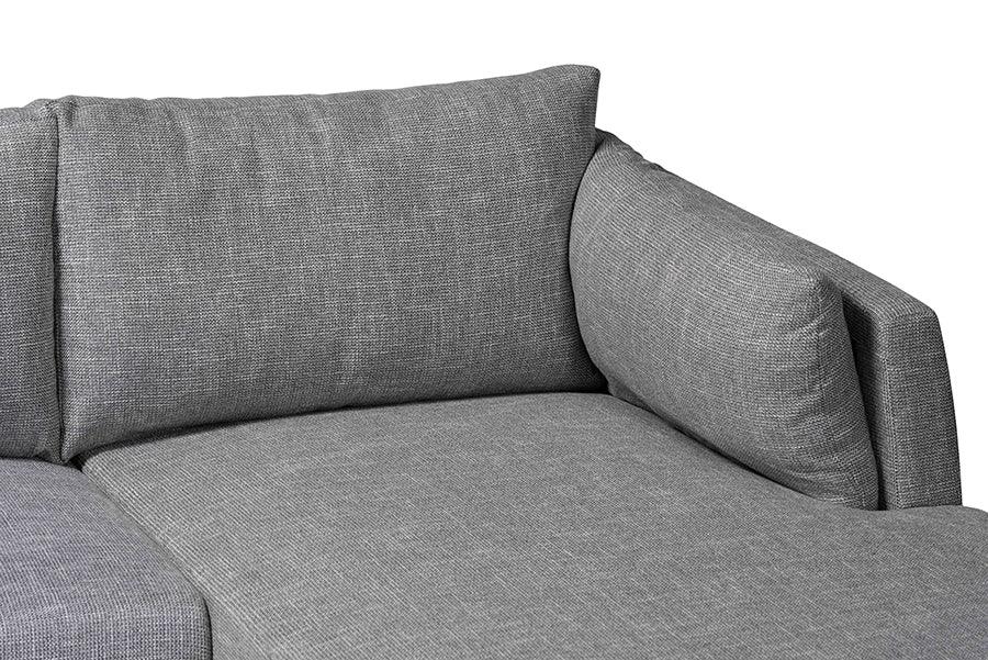 Baxton Studio Leni Modern Grey Twill Fabric Right Facing Sectional Sofa FredCo