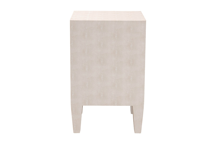 Baxton Studio Leyna Modern Beige Faux Shagreen 3-Drawer End Table FredCo