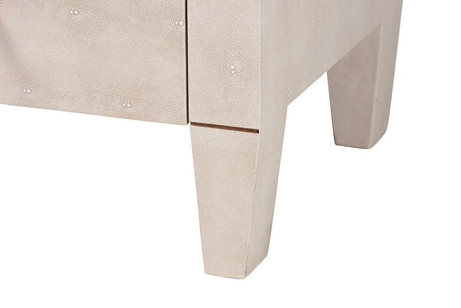 Baxton Studio Leyna Modern Beige Faux Shagreen 3-Drawer Storage Cabinet FredCo