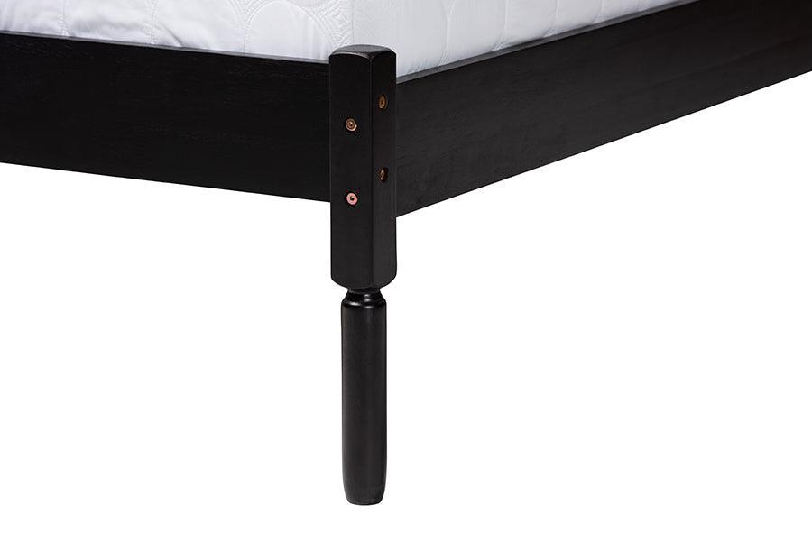 Baxton Studio Librina Classic and Traditional Black Finished Wood Queen Size Platform Bed with Woven Rattan FredCo