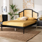 Baxton Studio Librina Classic and Traditional Black Finished Wood Queen Size Platform Bed with Woven Rattan FredCo