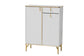 Baxton Studio Lilac Modern Glam White Wood and Gold Metal 2-Door Shoe Cabinet FredCo