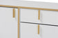 Baxton Studio Lilac Modern Glam White Wood and Gold Metal 2-Door Shoe Cabinet FredCo