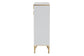 Baxton Studio Lilac Modern Glam White Wood and Gold Metal 2-Door Shoe Cabinet FredCo