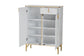 Baxton Studio Lilac Modern Glam White Wood and Gold Metal 2-Door Shoe Cabinet FredCo