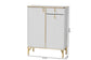Baxton Studio Lilac Modern Glam White Wood and Gold Metal 2-Door Shoe Cabinet FredCo