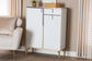 Baxton Studio Lilac Modern Glam White Wood and Gold Metal 2-Door Shoe Cabinet FredCo